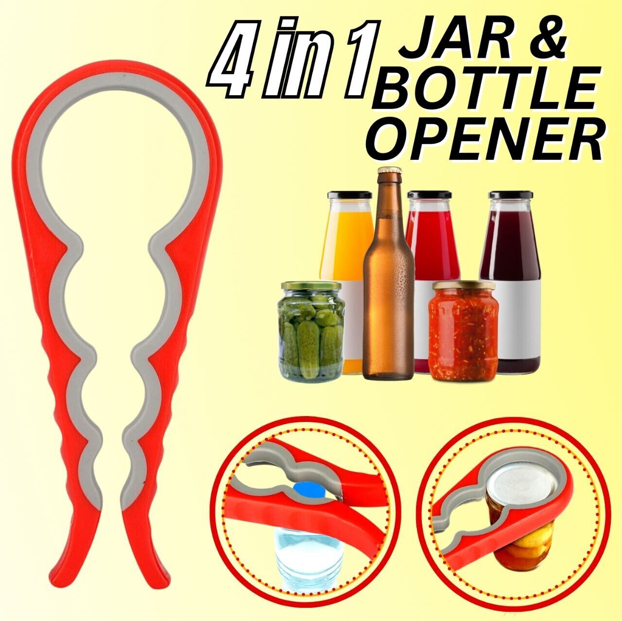 Adjustable Multifunctional Can Opener Jar Lid Gripper Kitchen For Elderly Senior