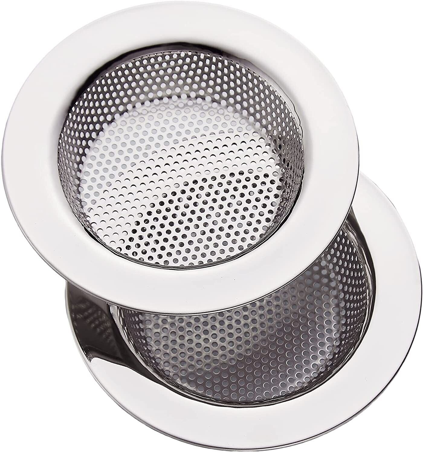 2pcs 4.5 Kitchen Sink Strainer Stopper Stainless Steel Drain Basket Waste Plug