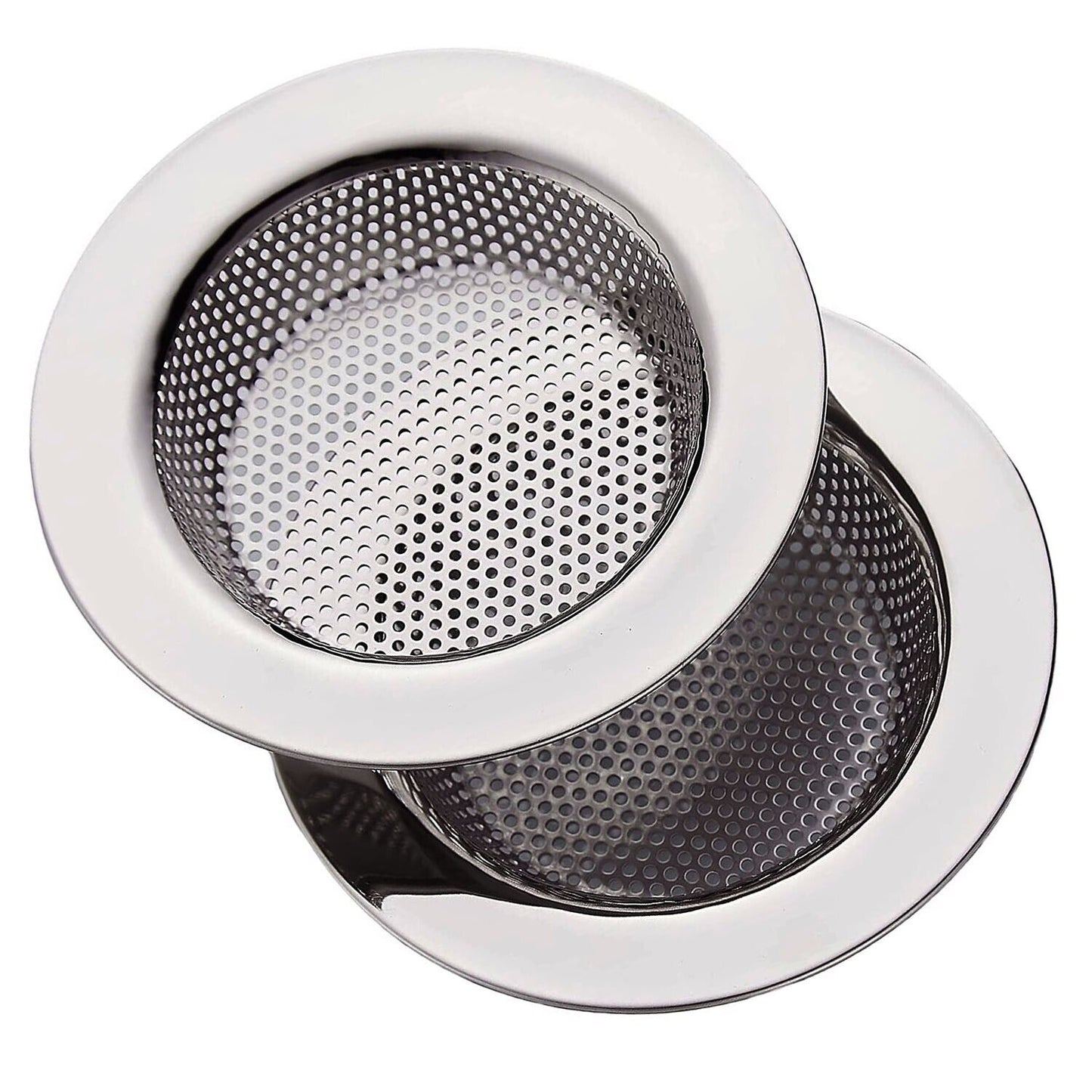 2PCS Kitchen Sink Strainer - Stainless Steel, Large Wide Rim 4.5 Diameter