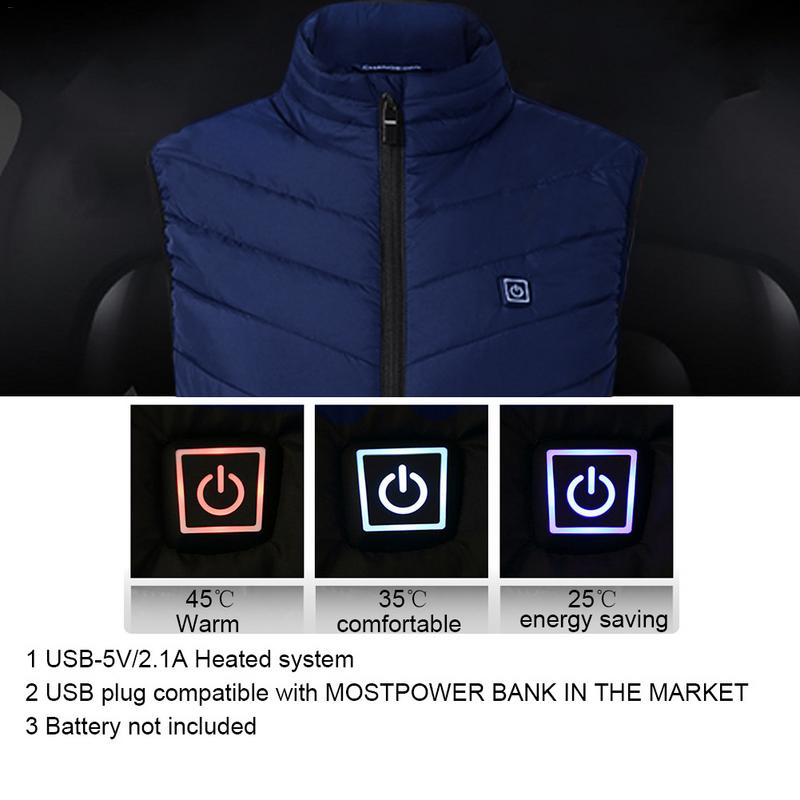 Heated Vest Smart Electric Heating Jacket Men Women Waistcoat Winter