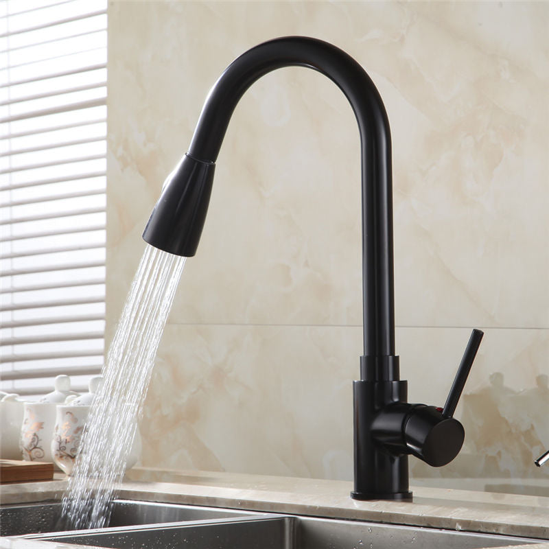 All copper retractable swivel faucet for hot and cold water