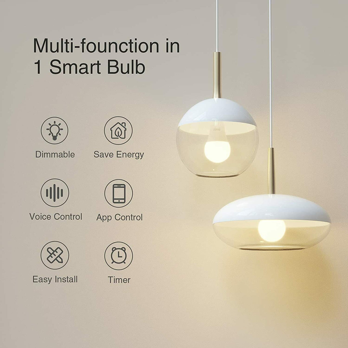 4Pack Smart Alexa Light Bulb Warm White Dimmable