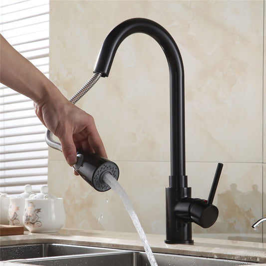 All copper retractable swivel faucet for hot and cold water