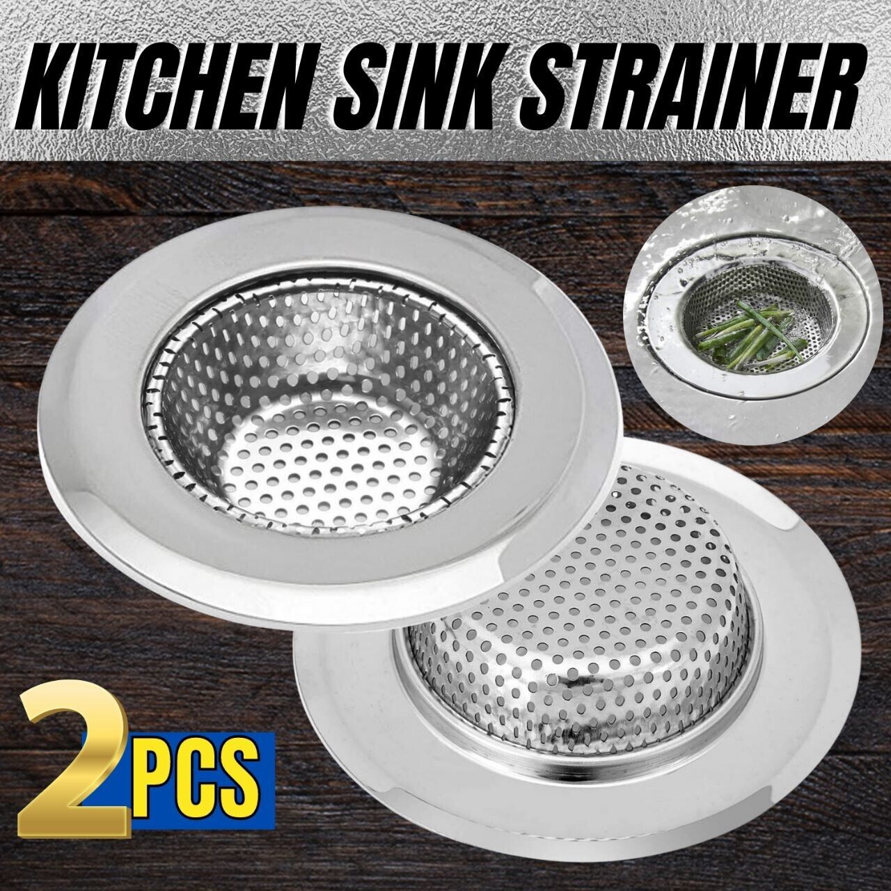 2PCS Kitchen Sink Strainer - Stainless Steel, Large Wide Rim 4.5 Diameter