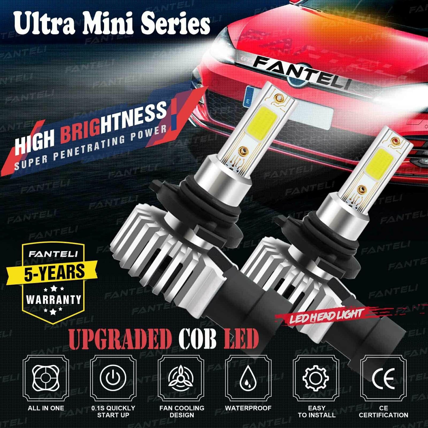 2x 9006 HB4 LED Headlight Bulbs Kit Low Beam 6000K White 3005W 450750LM Foglight