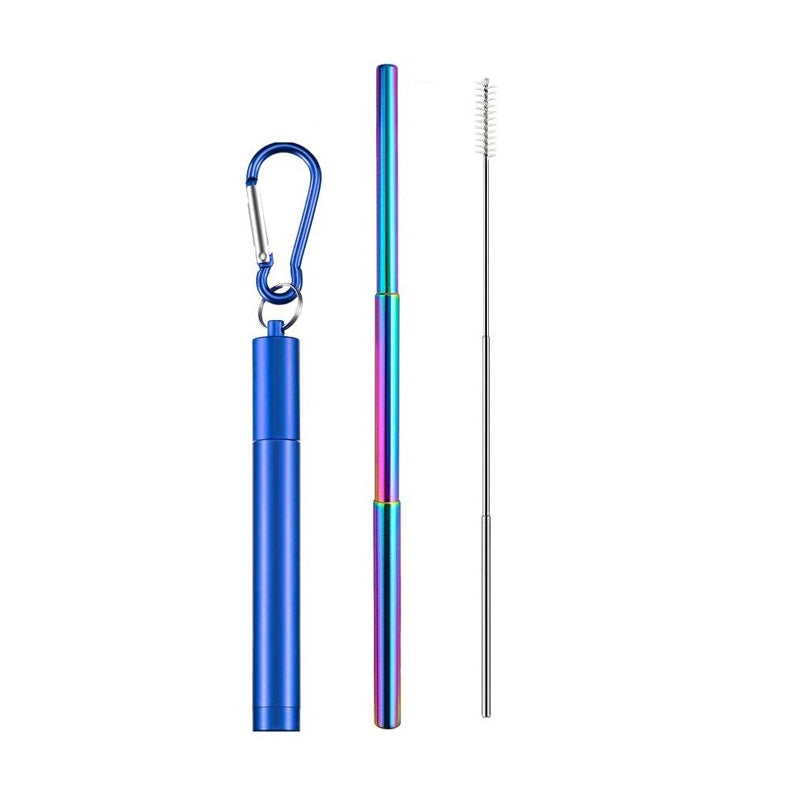 304 Stainless Steel Metal Straw Reusable Travel Keychain Straw with Case Bottle Opener