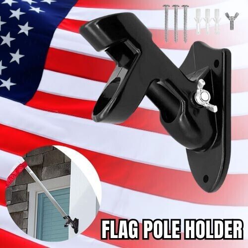 Wall Mounted Flag Pole Holder-Two-Position Mounting Bracket With Hardwares