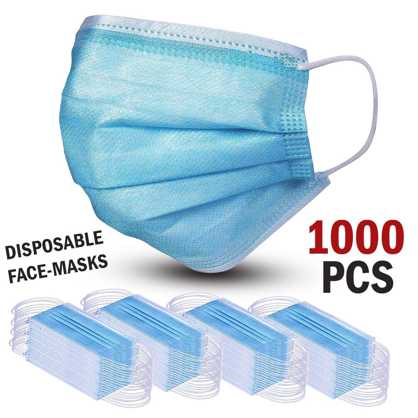 1000 Pcs Disposable Face Mask Non Medical Surgical 3-Ply Earloop Mouth Cover USA