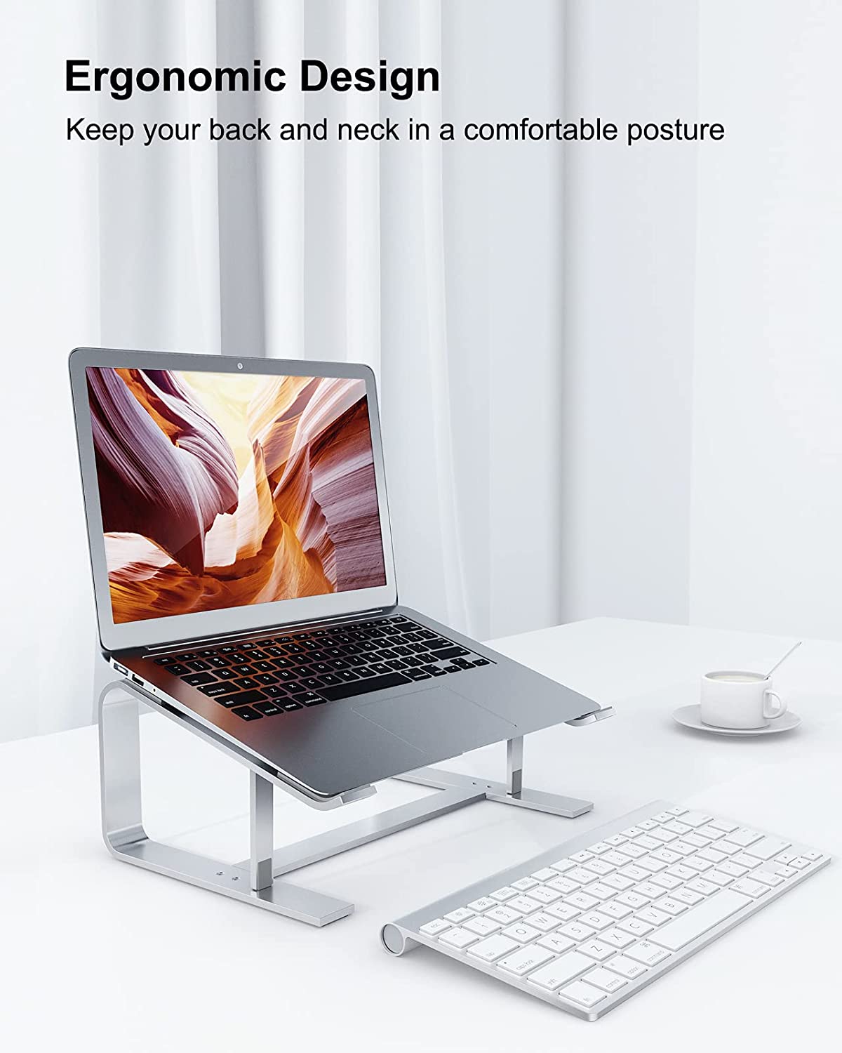 Laptop Stand, Computer Stand for Laptop, Aluminium Laptop Riser, Ergonomic Laptop Holder Compatible with MacBook Air Pro, Dell XPS, More 10-17 Inch Laptops Work from Home-Sliver Amazon Banned