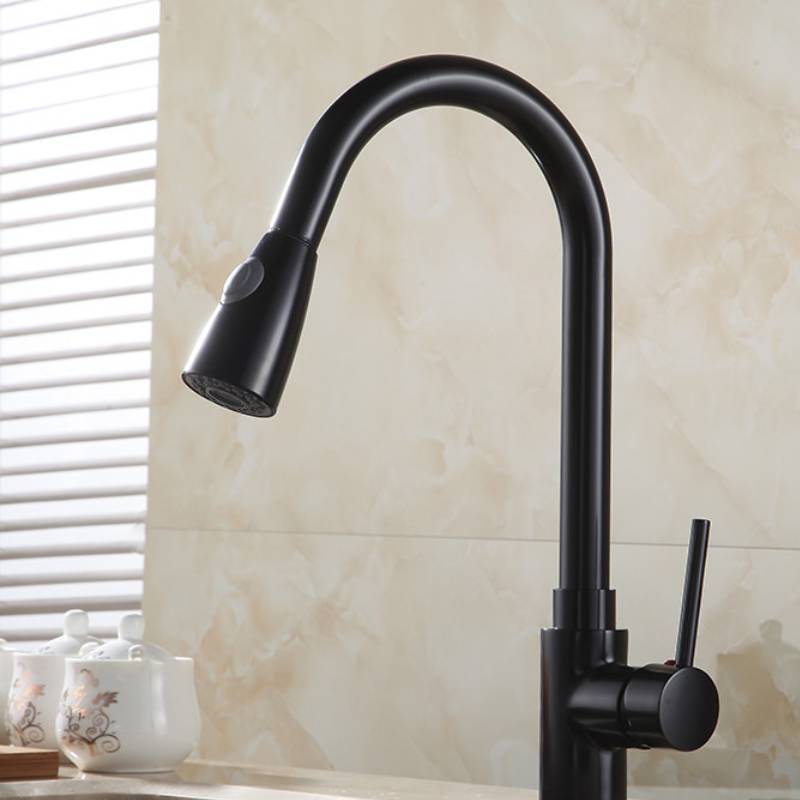 All copper retractable swivel faucet for hot and cold water