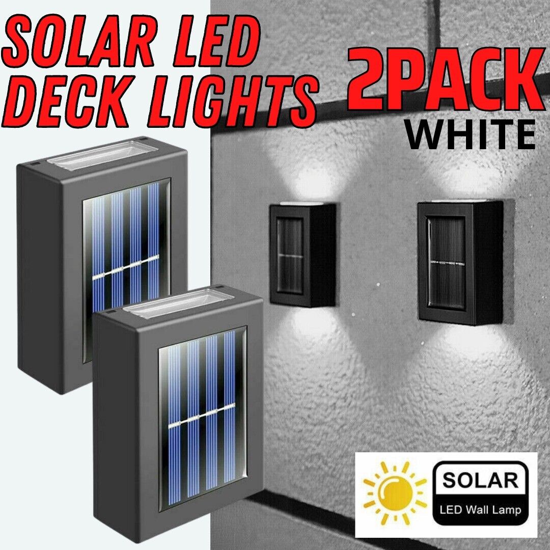 2 Pack New Solar Deck Lights Outdoor Waterproof LED Steps Lamps For Stairs Fence