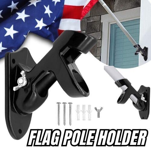 Flag Pole Holder Mount 1\' Two-Position Metal Mounting Bracket For House