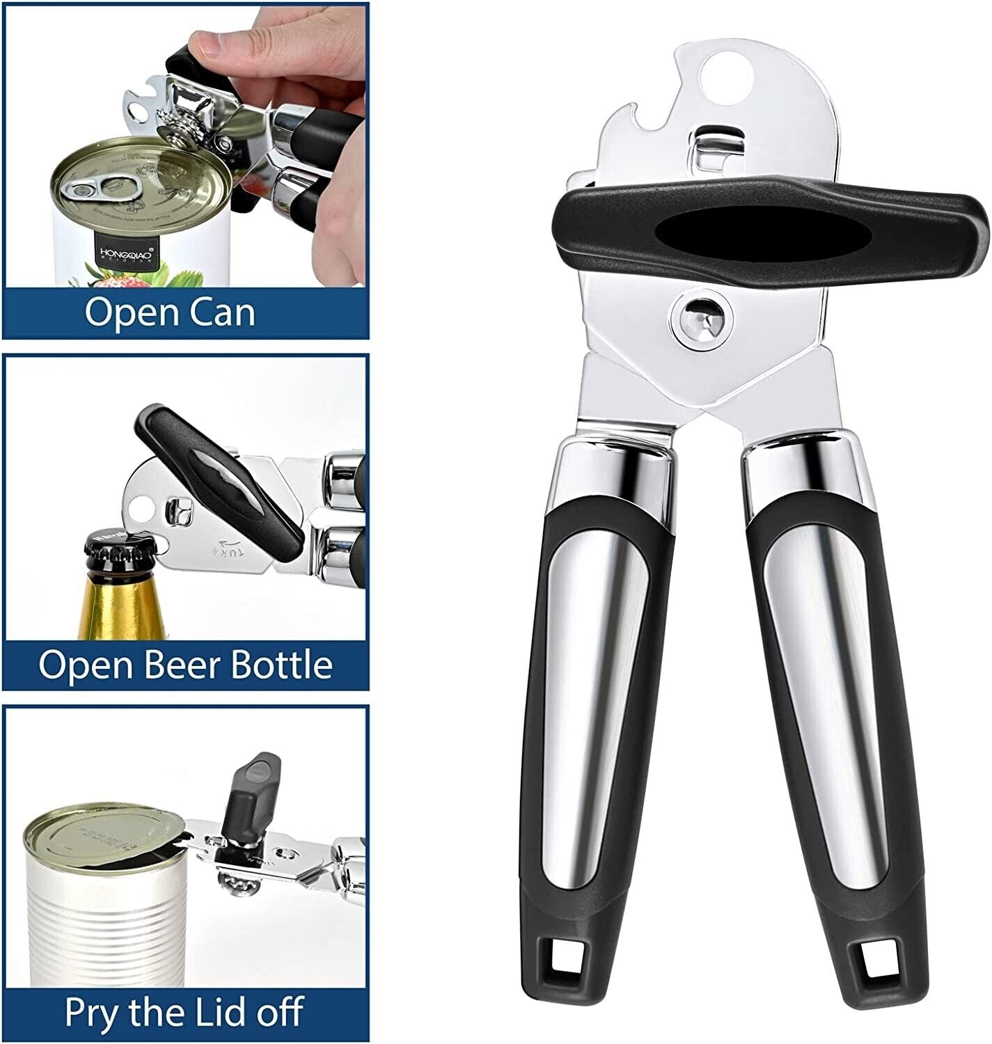 Handheld Manual Can Opener With Sharp Cutting Wheel Blade Lid Cap Openers