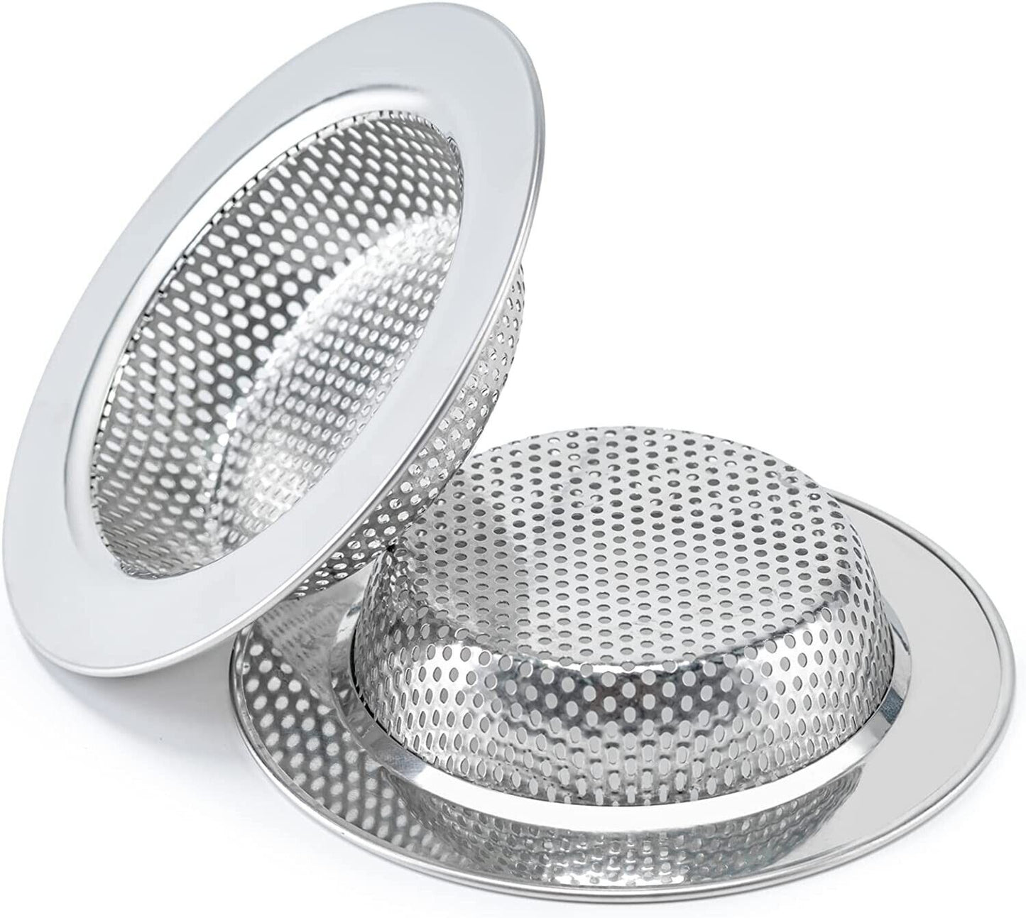 2PCS Kitchen Sink Strainer - Stainless Steel, Large Wide Rim 4.5 Diameter