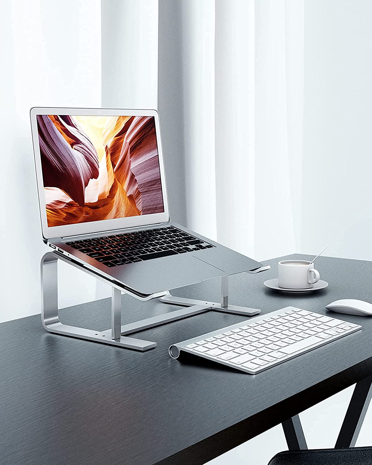 Laptop Stand, Computer Stand for Laptop, Aluminium Laptop Riser, Ergonomic Laptop Holder Compatible with MacBook Air Pro, Dell XPS, More 10-17 Inch Laptops Work from Home-Sliver Amazon Banned