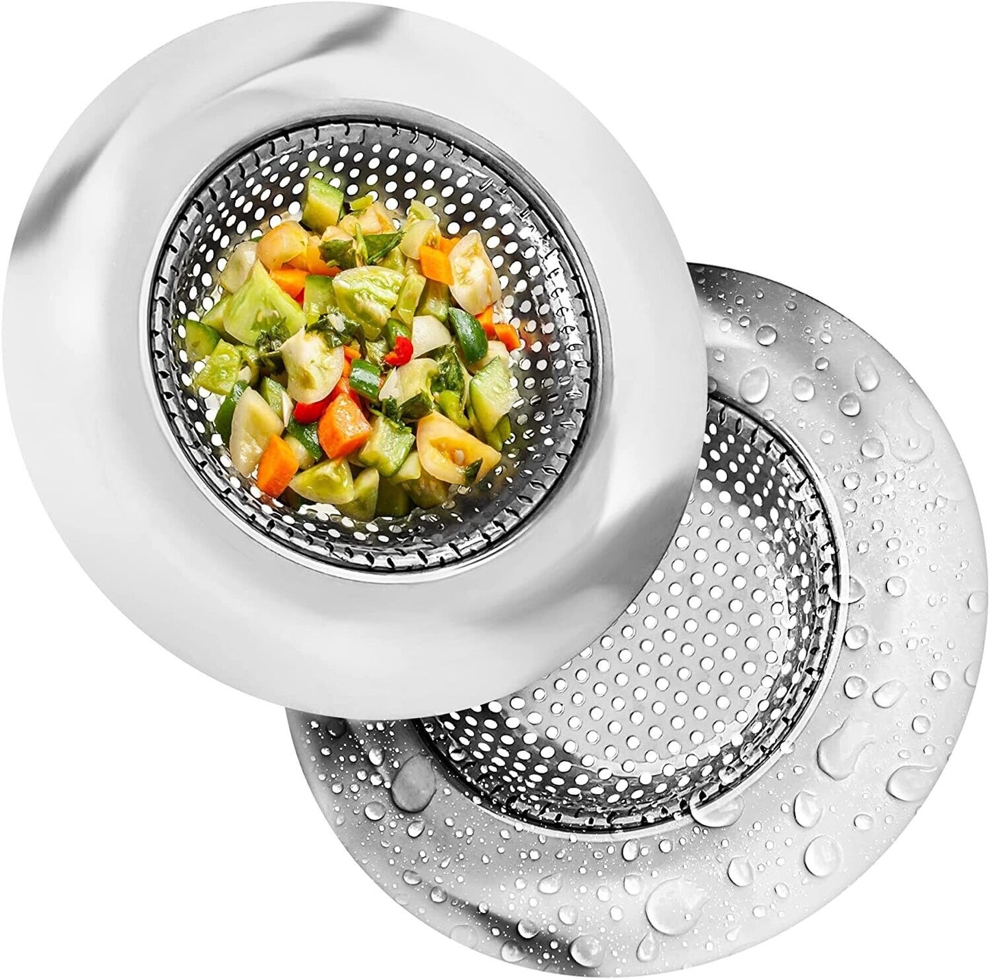 2PCS Kitchen Sink Strainer - Stainless Steel, Large Wide Rim 4.5 Diameter