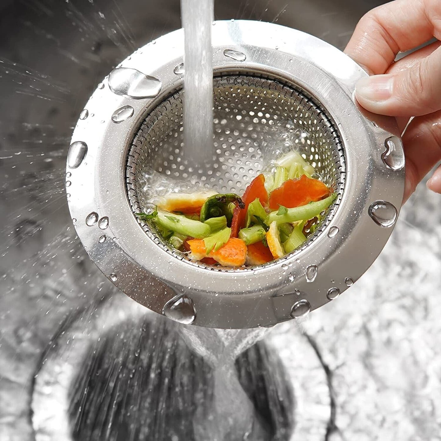 2PCS Kitchen Sink Strainer - Stainless Steel, Large Wide Rim 4.5 Diameter